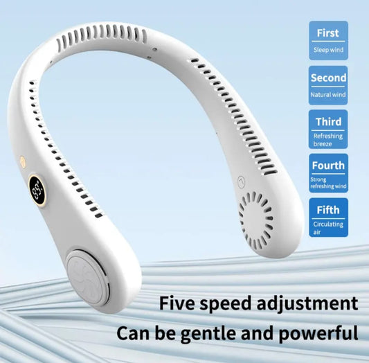 Portable LED NECK FAN WITH 5 SPEED ADJUSTMENT